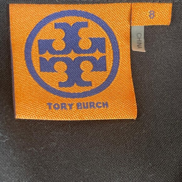 Tory Burch Black Puff Shoulder Gold Buttons Boat Neckline Goth Sheath Dress 8 - Picture 3 of 6